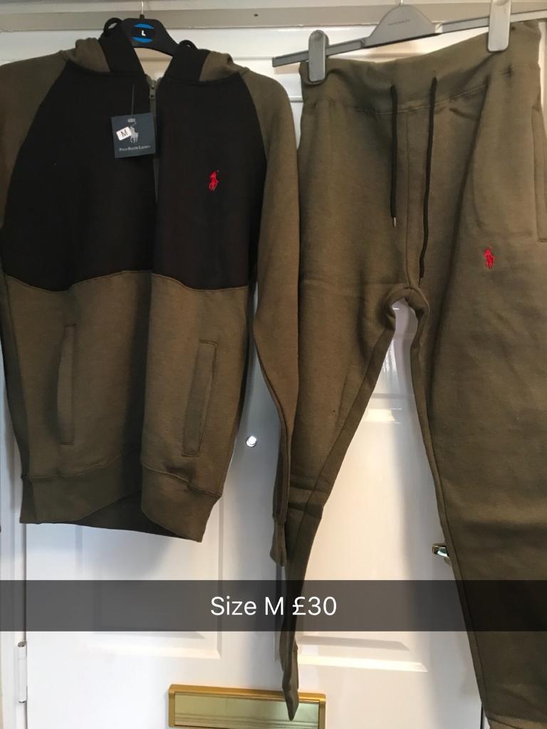 khaki green ralph lauren tracksuit